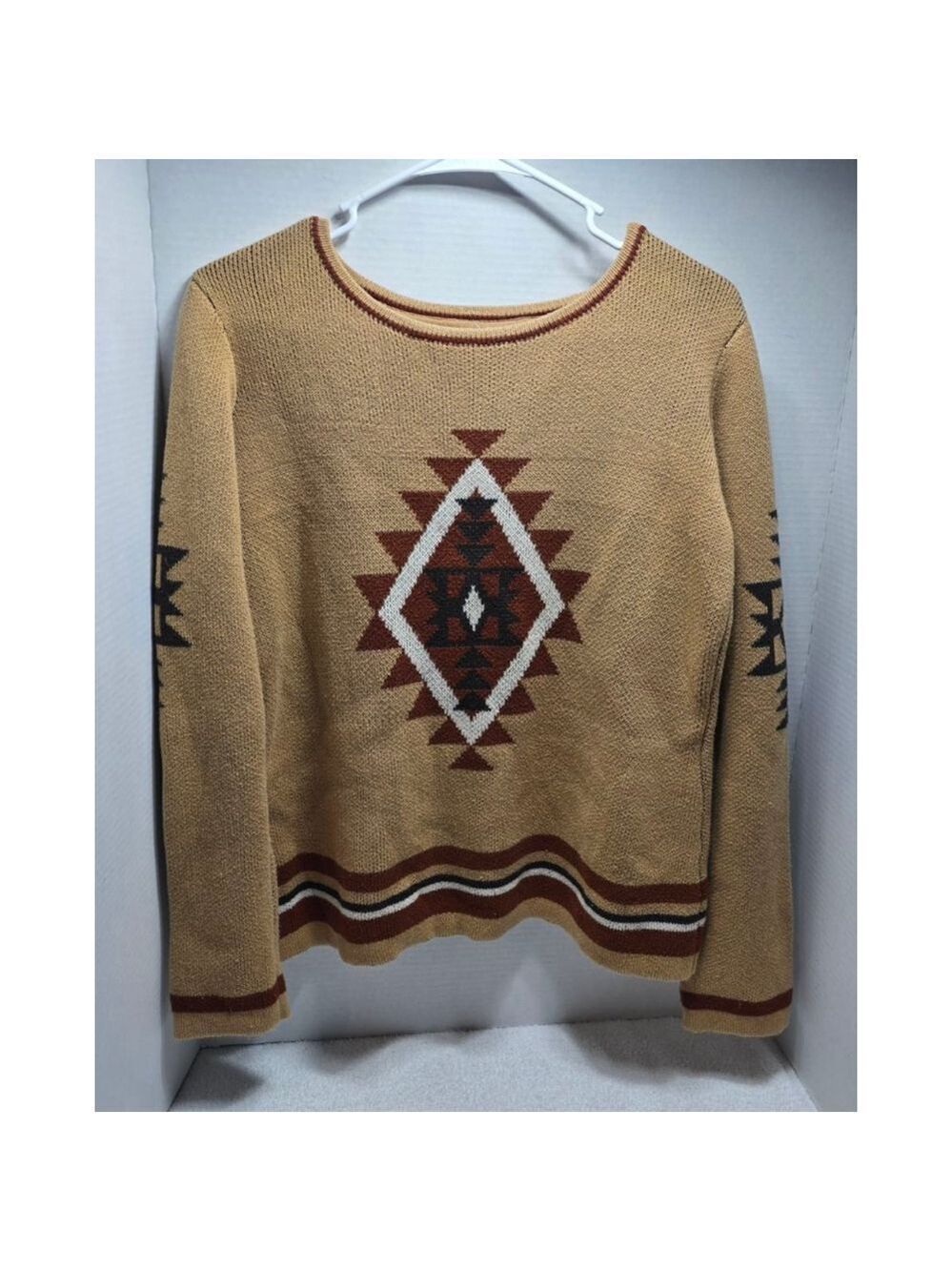 Women's Outback Trading Co. Adalyn Sweater S Tan Brown Crew Neck